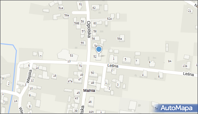 Malnia, Opolska, 54a, mapa Malnia