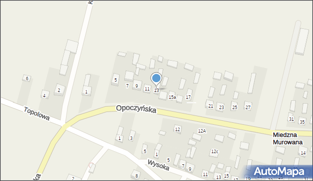 Miedzna Murowana, Opoczyńska, 13, mapa Miedzna Murowana