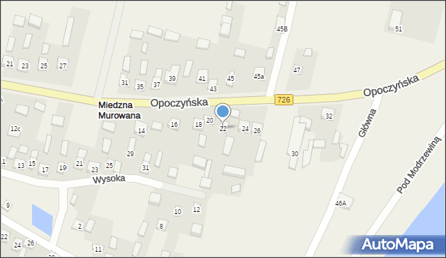Miedzna Murowana, Opoczyńska, 22, mapa Miedzna Murowana