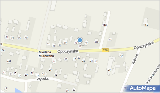 Miedzna Murowana, Opoczyńska, 43, mapa Miedzna Murowana