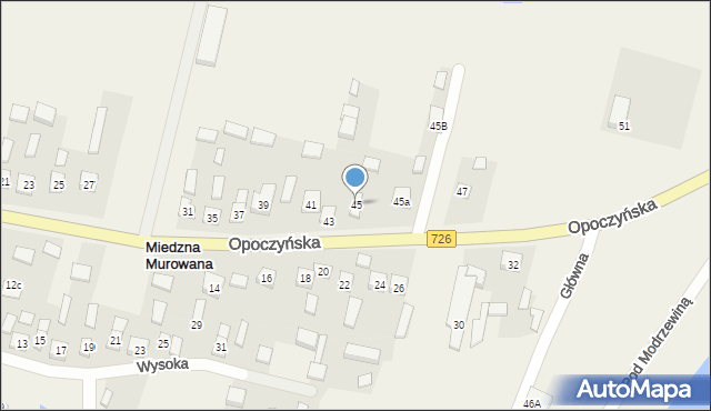 Miedzna Murowana, Opoczyńska, 45, mapa Miedzna Murowana