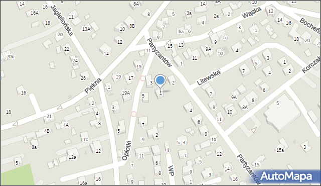 Niepołomice, Opłotki, 1, mapa Niepołomice