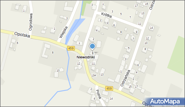 Niewodniki, Opolska, 9, mapa Niewodniki