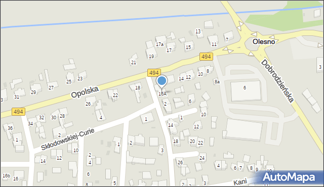 Olesno, Opolska, 16A, mapa Olesno