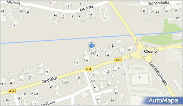 Olesno, Opolska, 17a, mapa Olesno