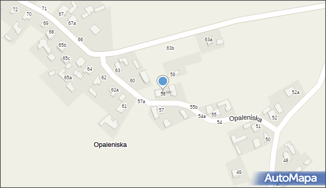 Opaleniska, Opaleniska, 58, mapa Opaleniska