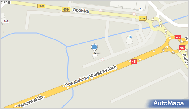 Opole, Opolska, 1C, mapa Opola