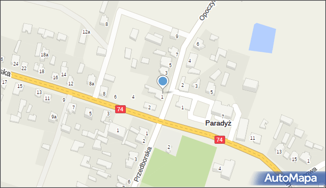 Paradyż, Opoczyńska, 1a, mapa Paradyż