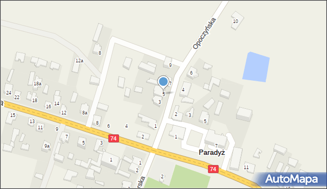 Paradyż, Opoczyńska, 5, mapa Paradyż