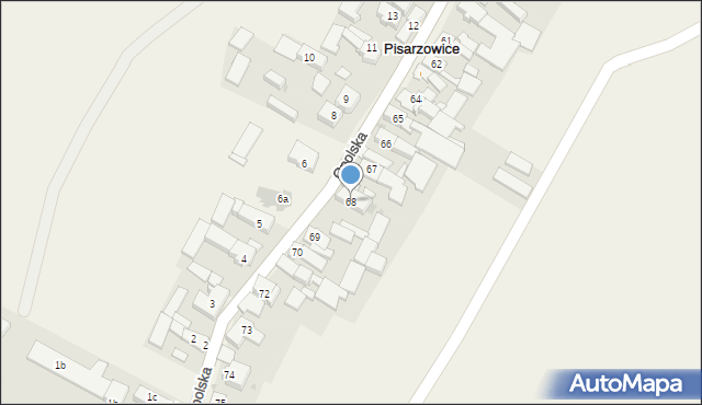 Pisarzowice, Opolska, 68, mapa Pisarzowice