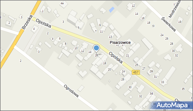 Pisarzowice, Opolska, 16, mapa Pisarzowice