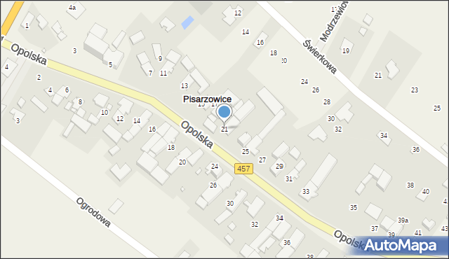 Pisarzowice, Opolska, 21, mapa Pisarzowice