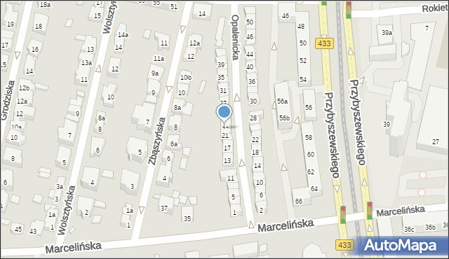 Poznań, Opalenicka, 23, mapa Poznania