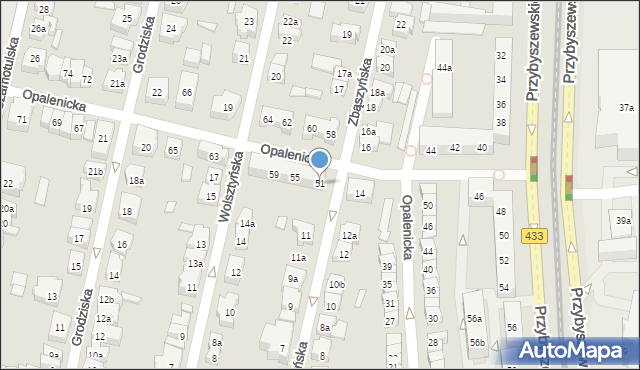 Poznań, Opalenicka, 51, mapa Poznania