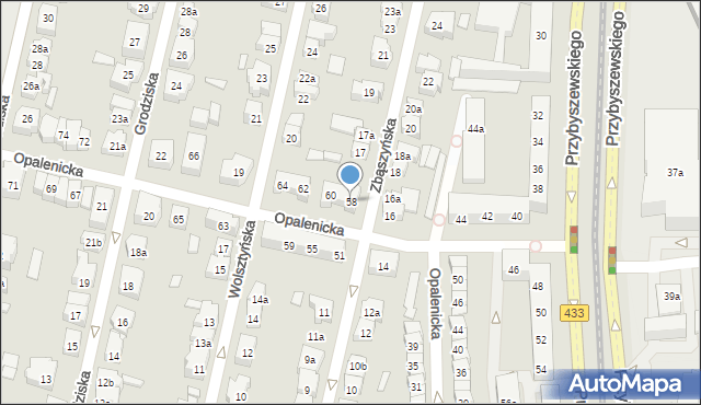 Poznań, Opalenicka, 58, mapa Poznania