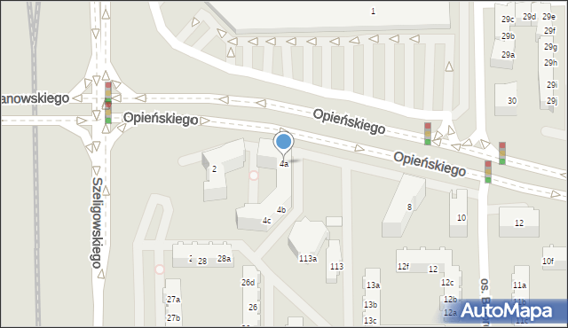 Poznań, Opieńskiego Henryka, 4a, mapa Poznania