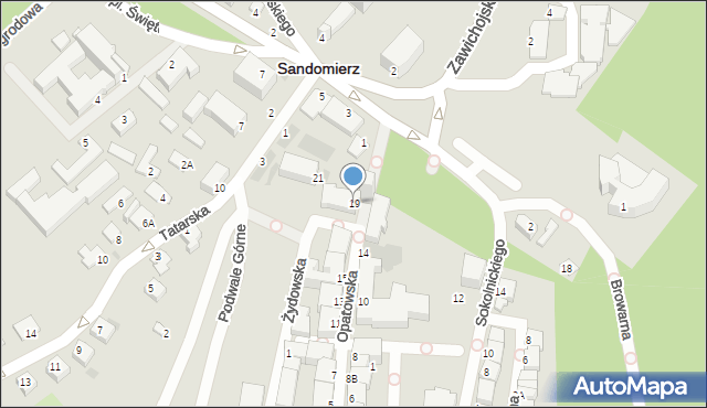 Sandomierz, Opatowska, 19, mapa Sandomierza