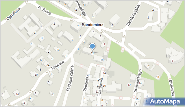 Sandomierz, Opatowska, 21, mapa Sandomierza
