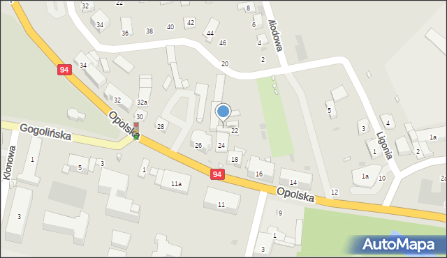 Strzelce Opolskie, Opolska, 22a, mapa Strzelce Opolskie