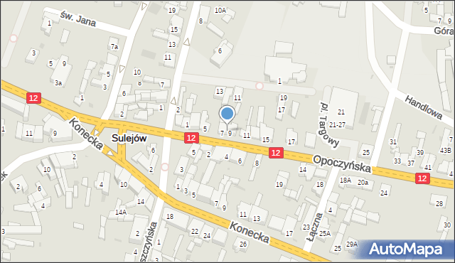 Sulejów, Opoczyńska, 7-9, mapa Sulejów