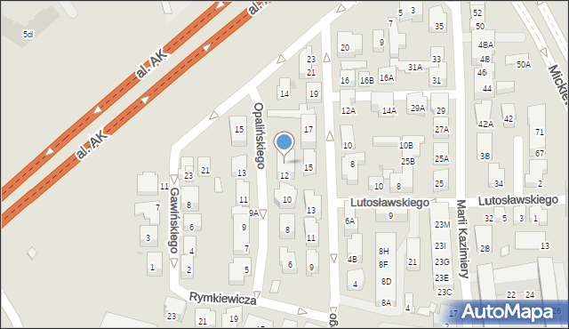 Warszawa, Opalińskiego Krzysztofa, 12A, mapa Warszawy