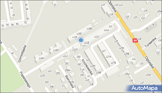 Wrocław, Opolska, 121F, mapa Wrocławia