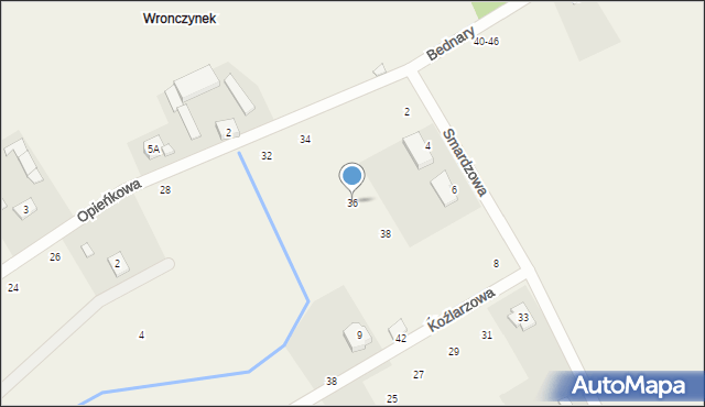 Wronczynek, Opieńkowa, 36, mapa Wronczynek