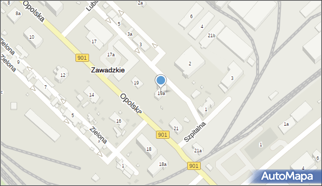 Zawadzkie, Opolska, 19a, mapa Zawadzkie