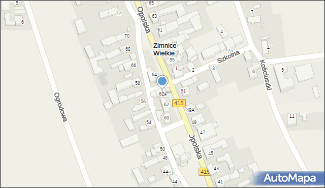 Zimnice Wielkie, Opolska, 62a, mapa Zimnice Wielkie