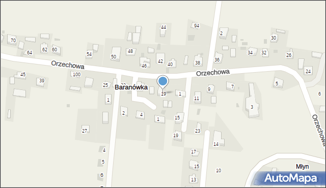 Baranówka, Orzechowa, 19, mapa Baranówka