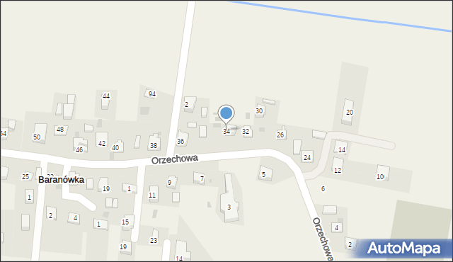 Baranówka, Orzechowa, 34, mapa Baranówka