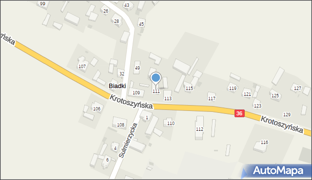 Biadki, Orpiszewska, 111, mapa Biadki