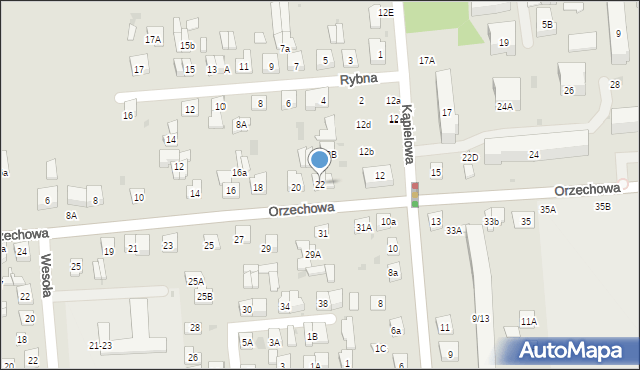 Biała Podlaska, Orzechowa, 22, mapa Białej Podlaskiej