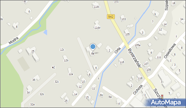 Bielsko-Biała, Orla, 6a, mapa Bielsko-Białej