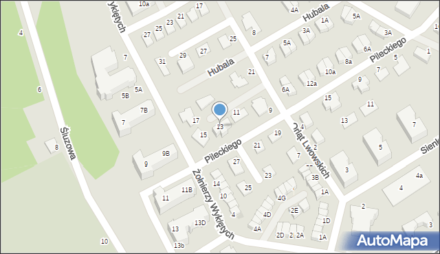 Bolesławiec, Orląt Lwowskich, 13, mapa Bolesławca