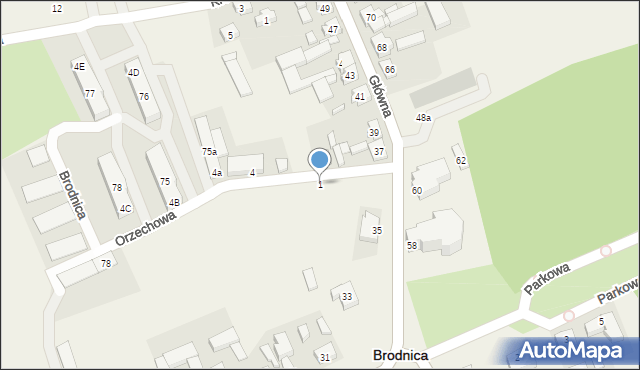 Brodnica, Orzechowa, 1, mapa Brodnica