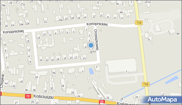 Brzeziny, Orzeszkowej Elizy, 8, mapa Brzeziny