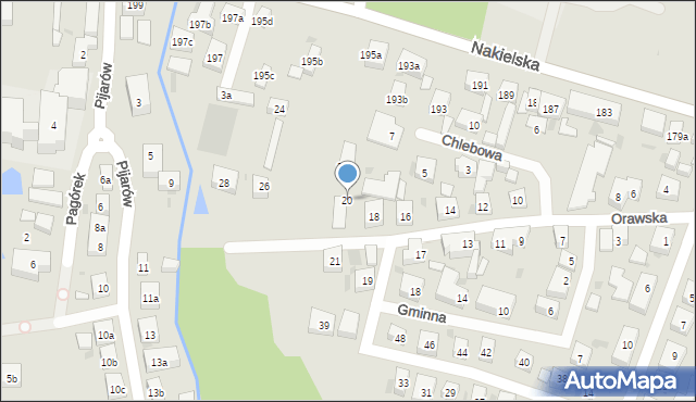 Bydgoszcz, Orawska, 20, mapa Bydgoszczy