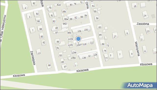 Bydgoszcz, Orna, 124, mapa Bydgoszczy