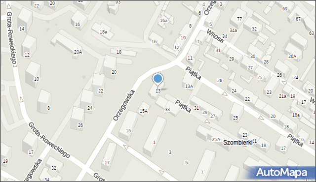Bytom, Orzegowska, 13, mapa Bytomia