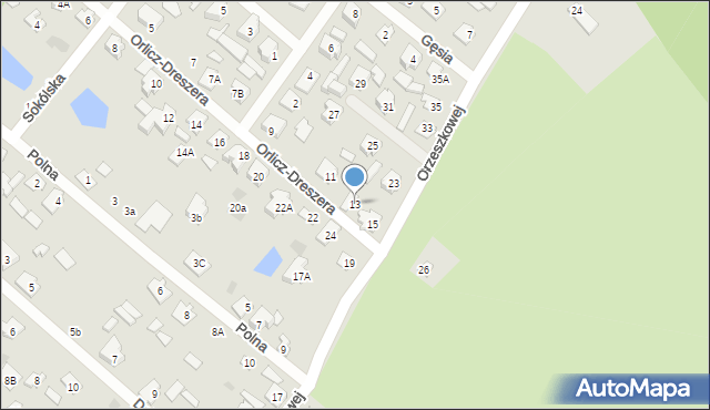 Czarna Białostocka, Orlicz-Dreszera Gustawa, gen., 13, mapa Czarna Białostocka