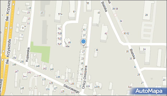 Częstochowa, Orlicz-Dreszera Gustawa, gen., 29, mapa Częstochowy