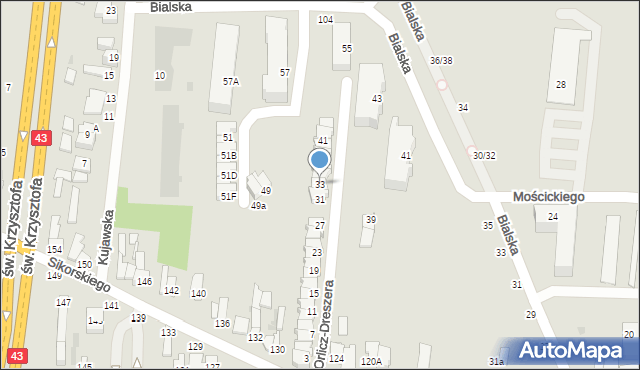 Częstochowa, Orlicz-Dreszera Gustawa, gen., 33, mapa Częstochowy