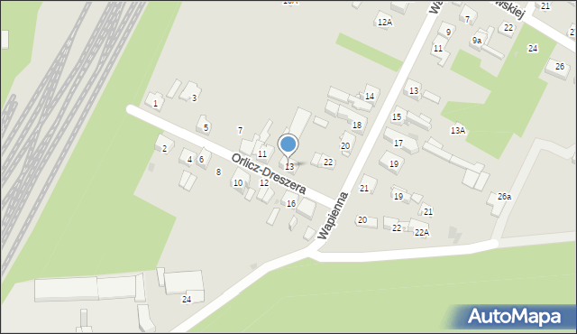 Dąbrowa Górnicza, Orlicz-Dreszera Gustawa, gen., 13, mapa Dąbrowa Górnicza