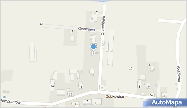 Dobkowice, Orzechowa, 3, mapa Dobkowice