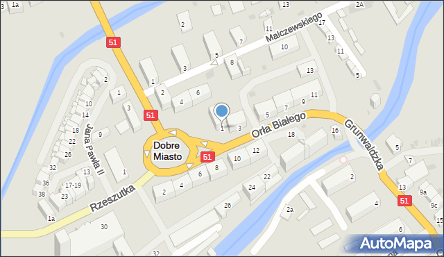 Dobre Miasto, Orła Białego, 1, mapa Dobre Miasto