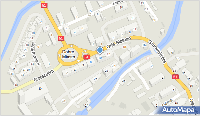 Dobre Miasto, Orła Białego, 10, mapa Dobre Miasto