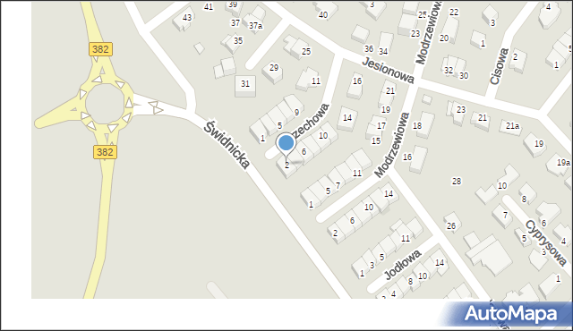 Dzierżoniów, Orzechowa, 2, mapa Dzierżoniów