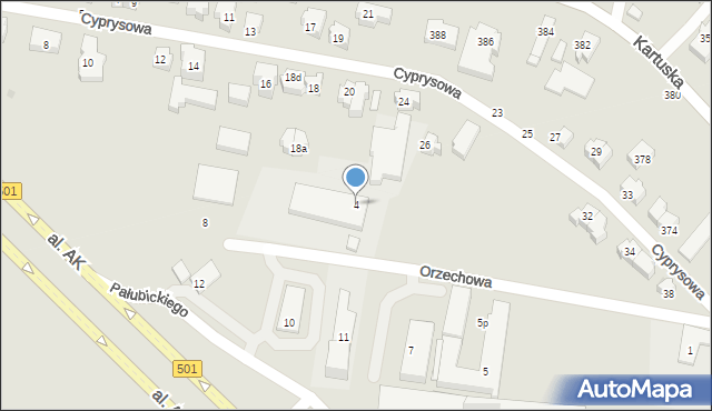 Gdańsk, Orzechowa, 4, mapa Gdańska