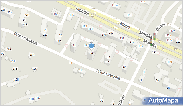 Gdynia, Orlicz-Dreszera Gustawa, gen., 14, mapa Gdyni